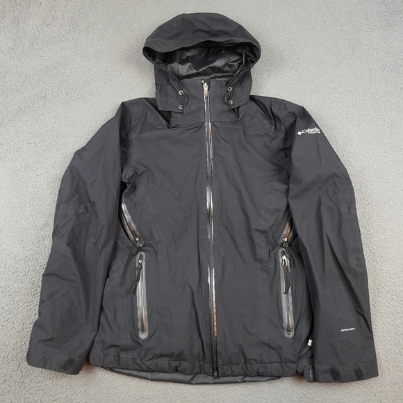 Columbia Titanium Jacket Womens Small Black Omni-Tech Waterproof Hooded Ski - Picture 1 of 13